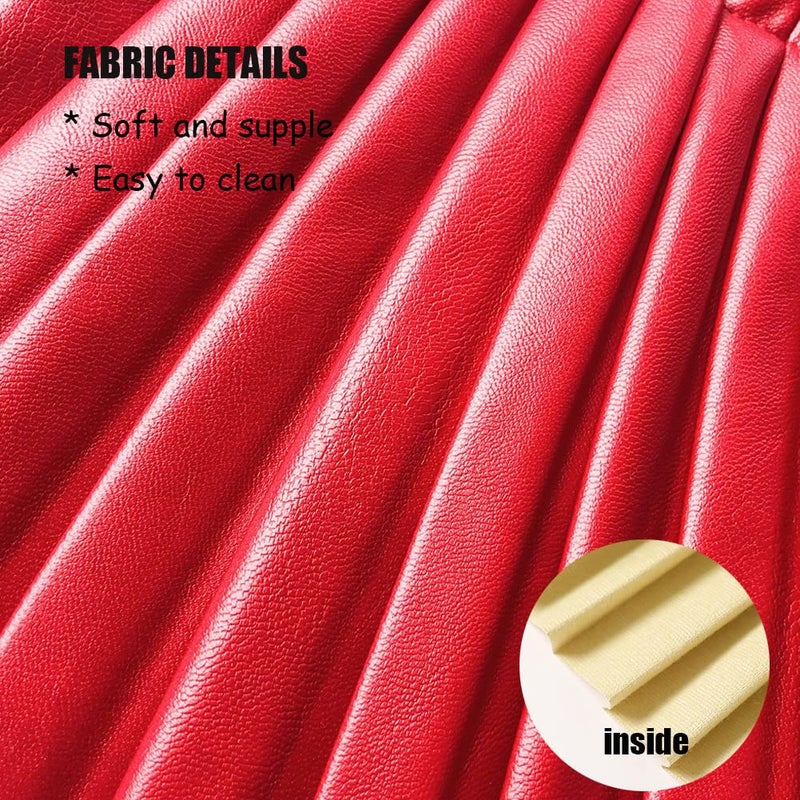 WELAKEN Pu Leather Skirts for Girls Kids & Teen & Toddler & Women Faux Leather Pleated Skirts,Red,6-7 Years - Image 5